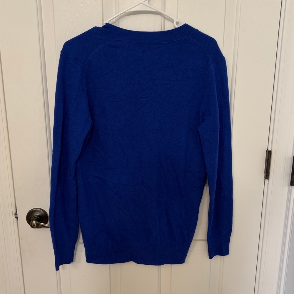 J.Crew Classic V Neck Wool Cashmere Knit Cardigan in Royal Blue - Picture 2 of 5